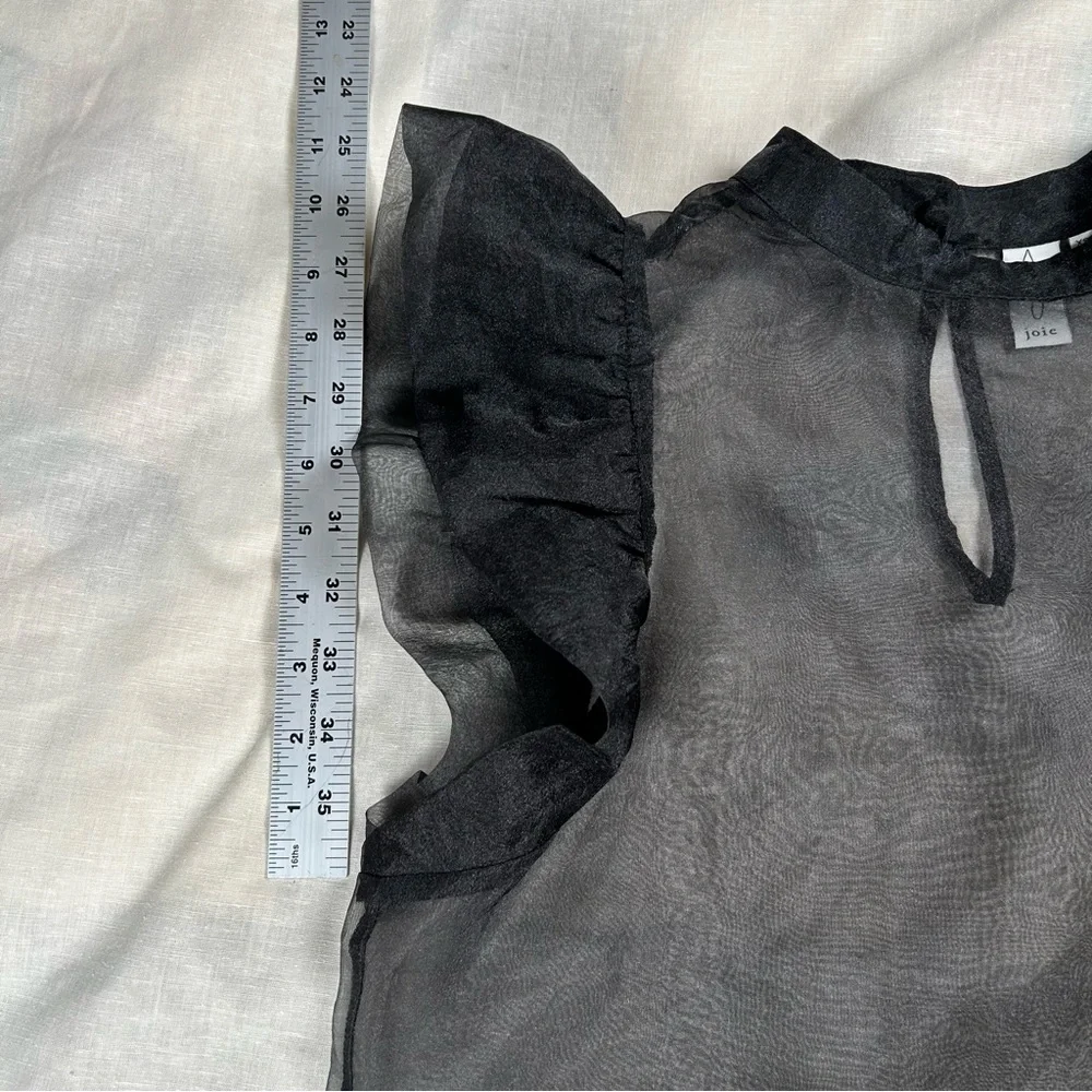 Joie Black Sheer Ruffle Sleeve Blouse - Picture 7 of 10